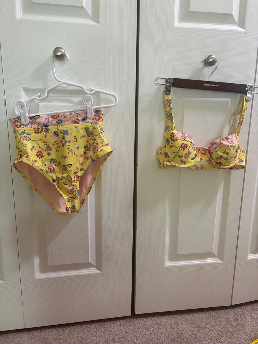 California Waves Yellow Floral High-Waist Bikini never worn